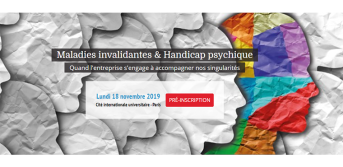 Visuel pour la conférence maladies invalidantes et handicap psychique qui se déroulera le 18 novembre 2019