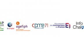 Logo Cap emploi, Pole emploi, Agefiph, CPME71, MEDEF, Info Chalon