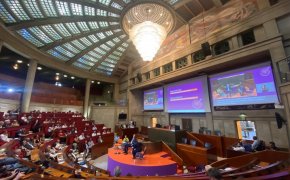 Photo du Conseil économique social et environnemental lors de la présentation de la stratégie, hémicycle et tribune