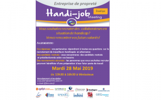 visuel de l'affiche Handi Job meeting 28 mai 2019 Vénissieux