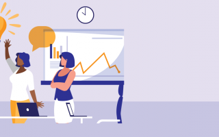 Visuel illustrant trois collaborateurs travaillant ensemble