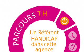 Un macaron que les agences d'emploi apposeront sur leur porte d'entrée mentionnant : "Un référent handicap dans votre agence"