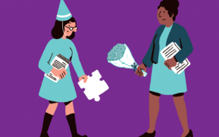 Illustration d'une de deux femmes allant l'une vers l'autre