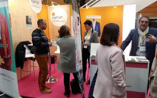 Equipe Agefiph Pays de la Loire avec l'entrepreneur David Géraud, au Salon des entrepreneurs de Nantes