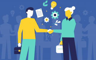 Image montrant un homme et une femme collaborant