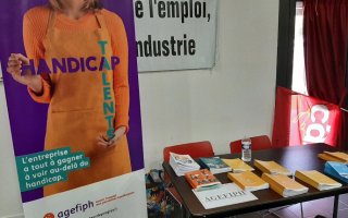 Stand Agefiph lors de la conférence Régionale Métallurgie Normandie 