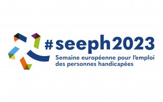Logo 2023 Semaine européenne pour l'emploi des personnes handicapées - commun LADAPT, Agefiph, FIPHFP