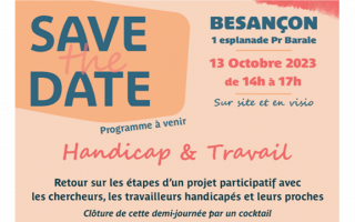 Visuel de l'invitation à la restitution de l'étude Travailleurs handicapés : perception des risques, santé au travail et parcours professionnels de l'Observatoire régional de santé de Bourgogne - Franche Comté